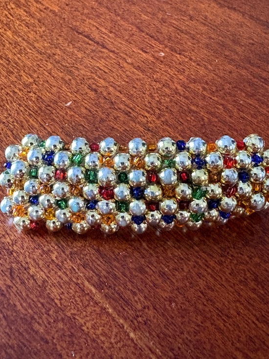 Accessories - Vintage Beaded Metallic Gold Hair Barrette